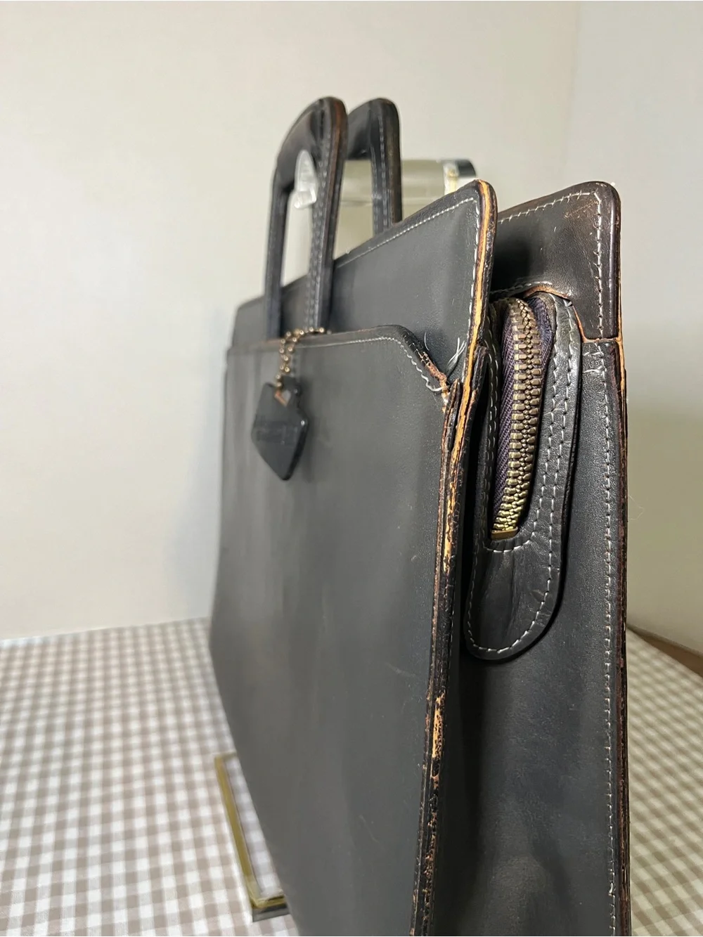 Vintage Schlesinger Brothers Black Leather Briefcase / Portfolio 1970's-80's